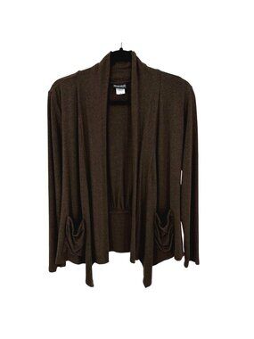 NTCO Nomadic Traders Brown Open Front Cardigan Draped Pockets Size Small